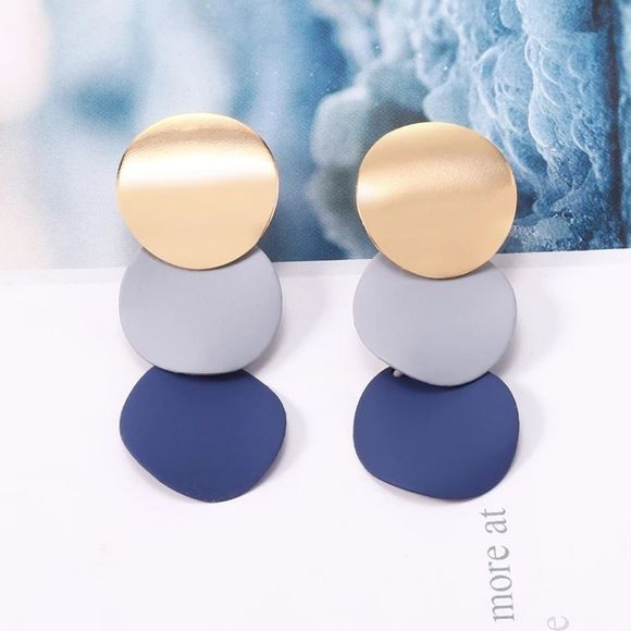 Professional Blue Triple Circle Drop Earrings - Picture 6 of 12